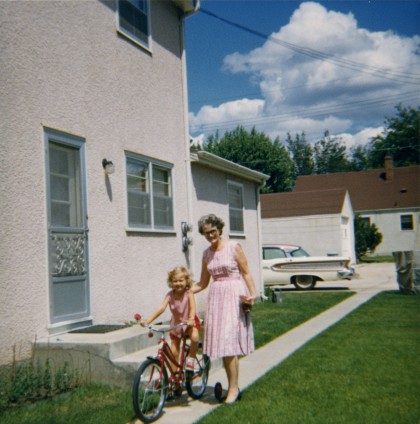 out on a training-wheels ride with my grandmother Mimi (Gunda)