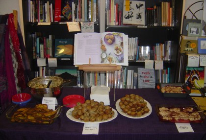 Bookshop Santa Cruz staff members had prepared some food from Isa's new 'Isa Does It' cookbook for the audience to eat