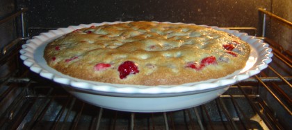 Nantucket Cranberry Pie with berries bubbling away in the oven