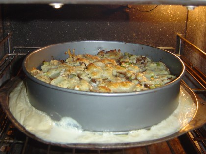 Gratin Dauphinois (scalloped potatoes) from Julia Child's 'Mastering the Art of French Cooking', having a bit of a mishap in the oven