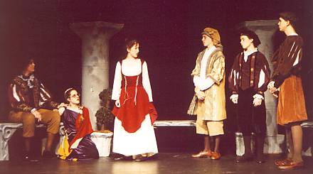 Theseus, Hippolyta, Hermia, Egeus, Demetrius and Lysander