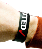 an 'I Voted' wristband from Rock the Vote