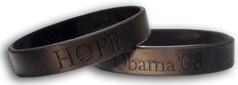 Black 'Hope' wristbands from President Obama's 2008 campaign