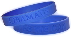 Blue 'Yes We Can' wristbands from President Obama's 2008 campaign